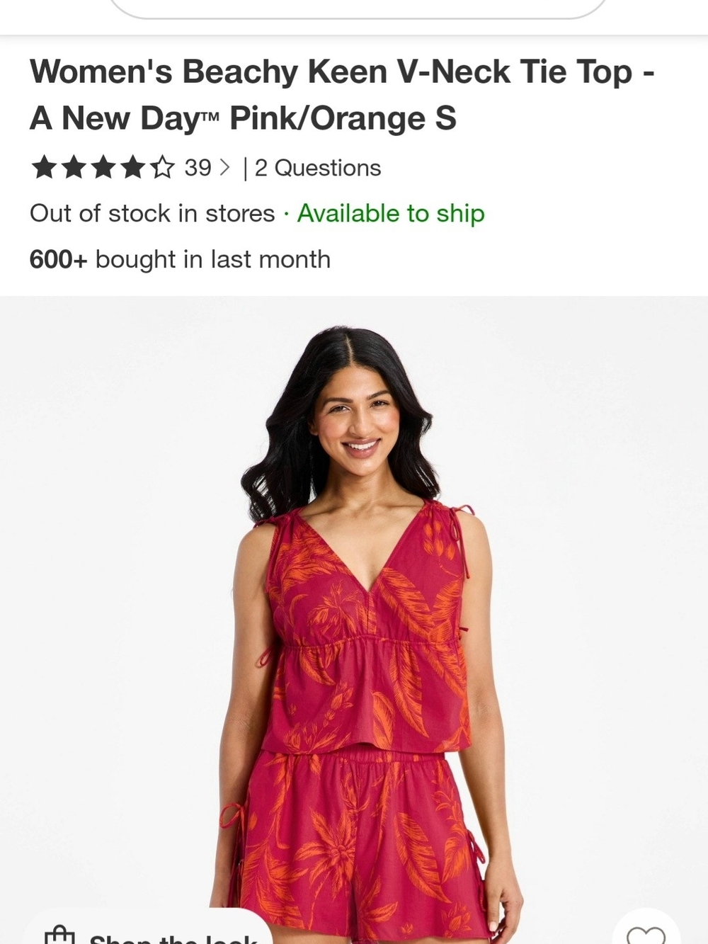 a new day Pink/Orange V-Neck Tie Tank Top